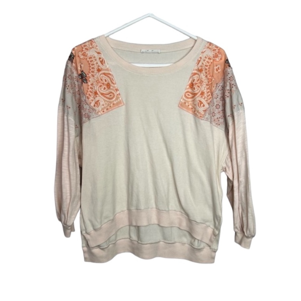 We the Free Patchwork Cozy Boho Feelin It tee in alabaster combo size XS - Picture 15 of 15